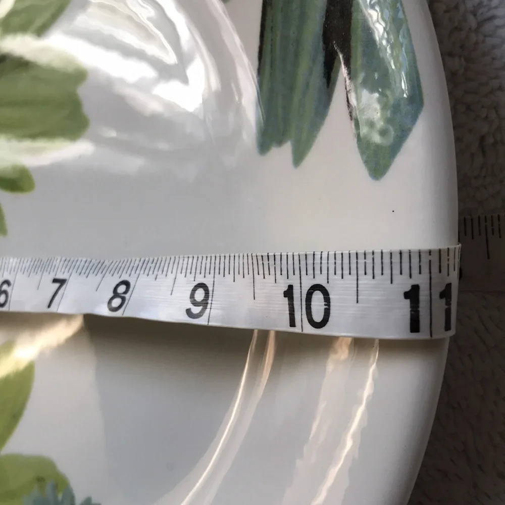 Crate & Barrel Gerber Daisy Buffet Plate made in Italy shades of green